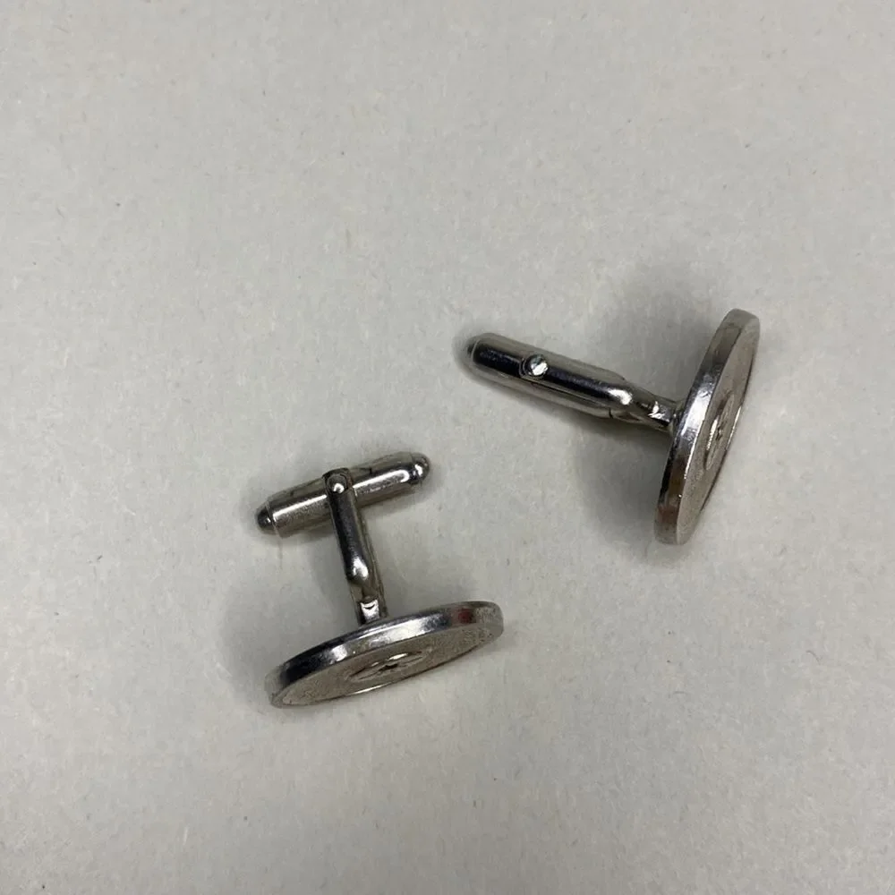 Vintage Avon Silver Tone Cuff Links Oval Button Bullet Back‎